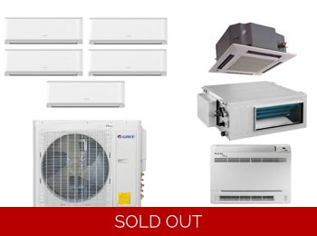 5 Zone, 21 SEER, Gree Ductless Mini Split Heat Pump AC Five Room Unit